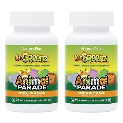 Natures Plus Kid Greenz Animal Parade  (Tropical Fruit)  90 tablets- 2PACK