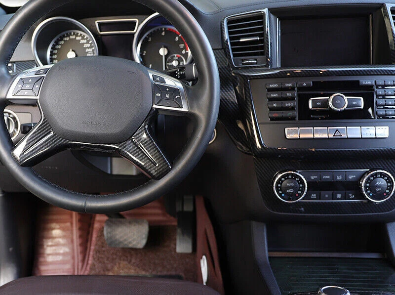 Cubierta embellecedor 2012-2015 para Benz GL ML VOLANTE borde tira ABS fibra de carbono Foto 2 de 4