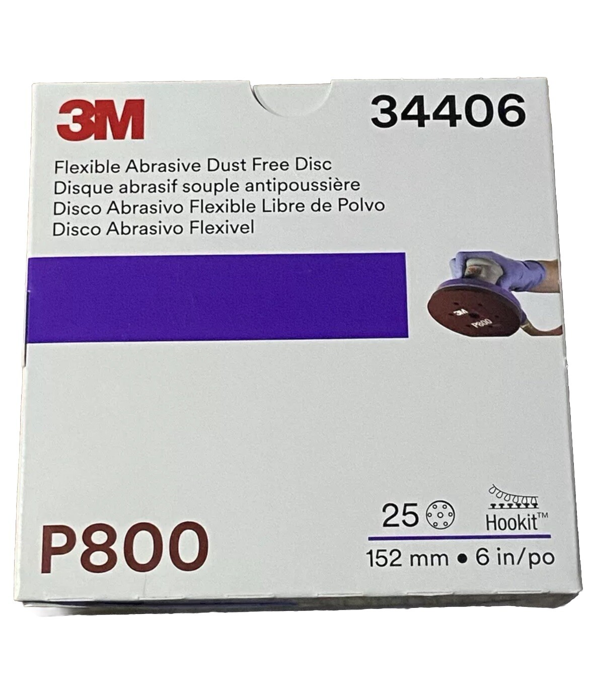 3M 34406 Hook & Loop Flexible Dust Free 800 Grit 6” Sanding Blend Disc (25/Pack)