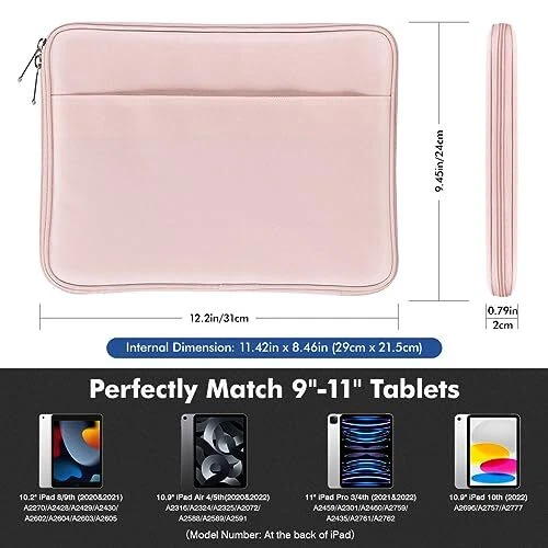  Tablet Sleeve, Protective Carrying Bag with Two Compartments 9-11 Inch Pink - Image 2 of 4