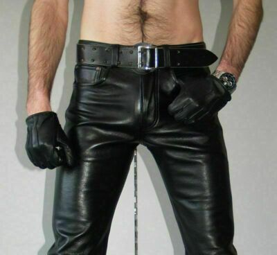 Men's Black Genuine Lambskin Real Leather Casual Jeans Biker Leather Pant