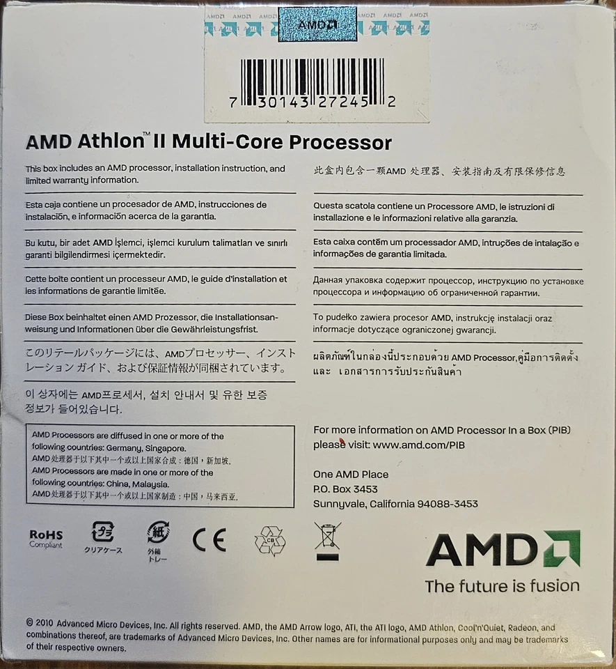 AMD ATHLON II X2 250 MULTI-CORE CPU (3GHz, Socket AM2+/AM3)- ADX2500CK23GM - NEW - Image 4 of 4