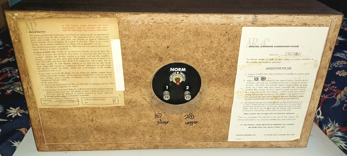 Acoustic Research Ar-4x Vintage Bookshelf Speakers AR4X AR 4x for