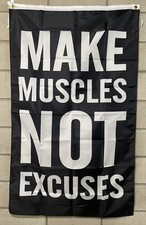 Motivational Flag Free Ship Make Muscle Not Excuses Lift USA 3x5' Sign Banner