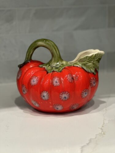 VNTG Itálica Tomato / Pumpkin Pitcher Red/Green Made In Italy - Afbeelding 1 van 9