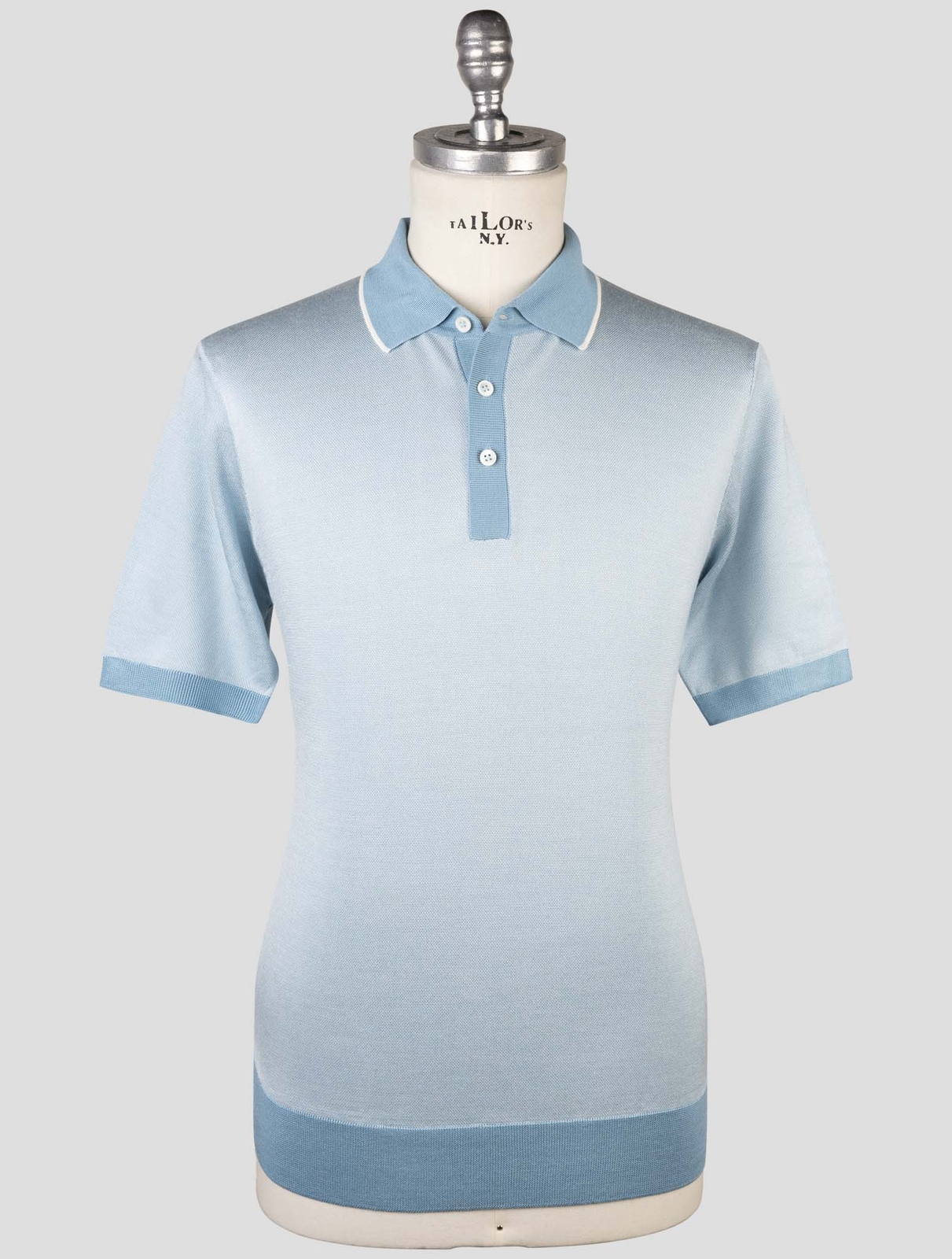 НОВОЕ ШЕЛКОВОЕ ПОЛО CESARE ATTOLINI СВЕТЛО-ГОЛУБОГО ЦВЕТА US 46 - EU 56 CA54 115590₽