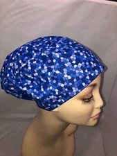 Euro Scrub Hat Blue Surgical Cap CNOR CRNA MD DR Chef Chemo Mosaic Tile art