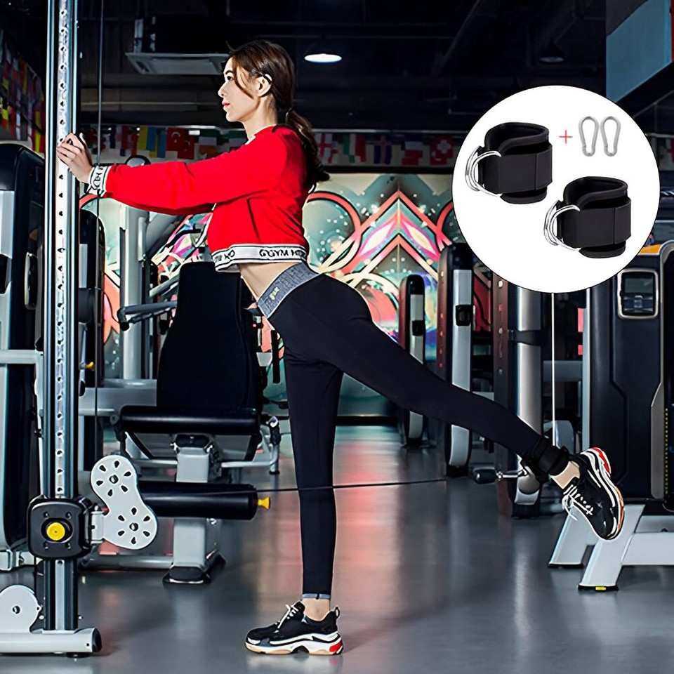 Cable Machine Ankle Strap Pull Glute Workout Carabiners Muscles