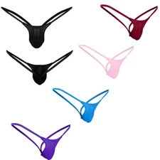 Mens Sexy T-Back Bikini Thong Low Rise Pouch Briefs Jockstrap G-String Underwear