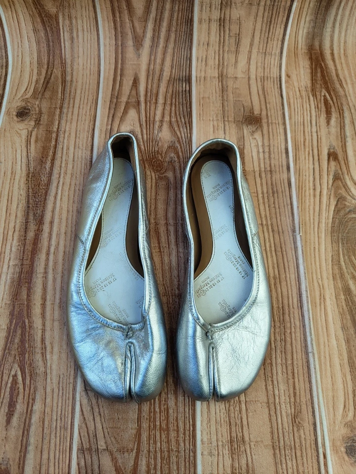 Кожаные серебряные балетки Maison Martin Margiela TABI ЕС 36 США 6 - Изображение 2 из 4