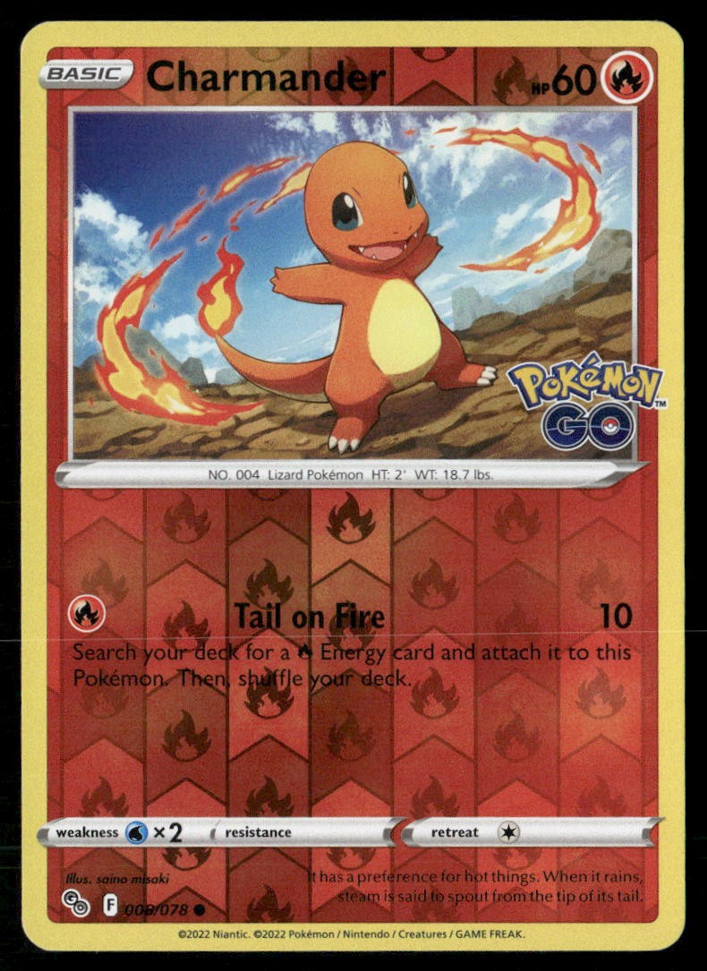 Charmander Reverse Holo 008/078 LP Pokemon GO Pokemon Card | eBay