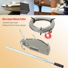 Wire Rope Pulling Hoist Winch 800KG Shear Pins with 20M Lifting Cable Rope