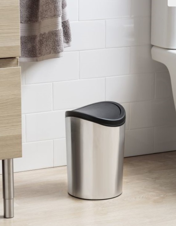 Bathroom Waste Bin with Tipping Lid, 6L