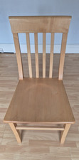 Set of 2 Light Wood Dining Chairs Wooden Frame Slatted Back Square Seat