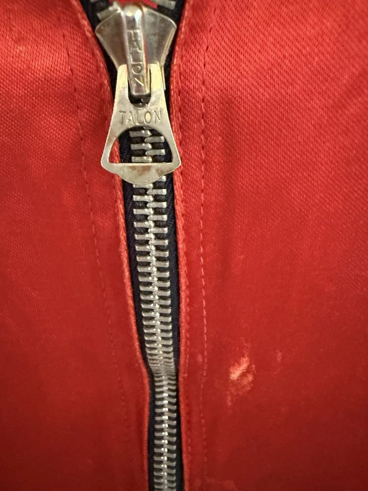 Vintage 30s Lowe & Campbell Satin Zip Chain Stitch Jacket Americana Rockabilly - Image 4 of 4