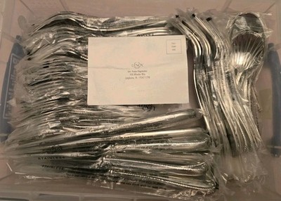 Set of Lenox Tudor Bead Augusta 18/10 Stainless 65 Piece Service For 12