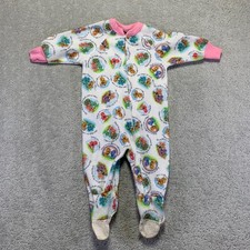Vintage Care Bears Fleece Footed Pajamas Sleepwear Kids Size 2T AOP Zip Up 90s