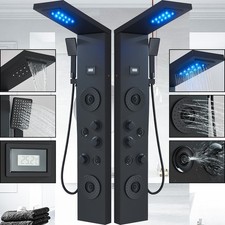 Edelstahl Duschpaneel LED Duscharmatur Wasserfall Duschset Regendusche Massage
