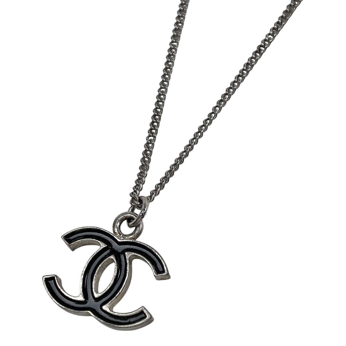 CHANEL (Interlocking) CC logo Necklace CC Necklace Silver plating