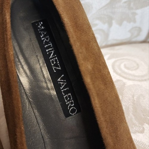 MARTINEZ VALERO Vintage Suede Pumps Size 8.5 Brown Black Colorblock 80s Heels - Picture 4 of 10
