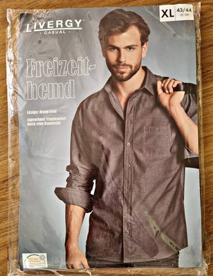 LIVERGY Herren Freizeithemd Langarm Hemd Baumwolle NEU