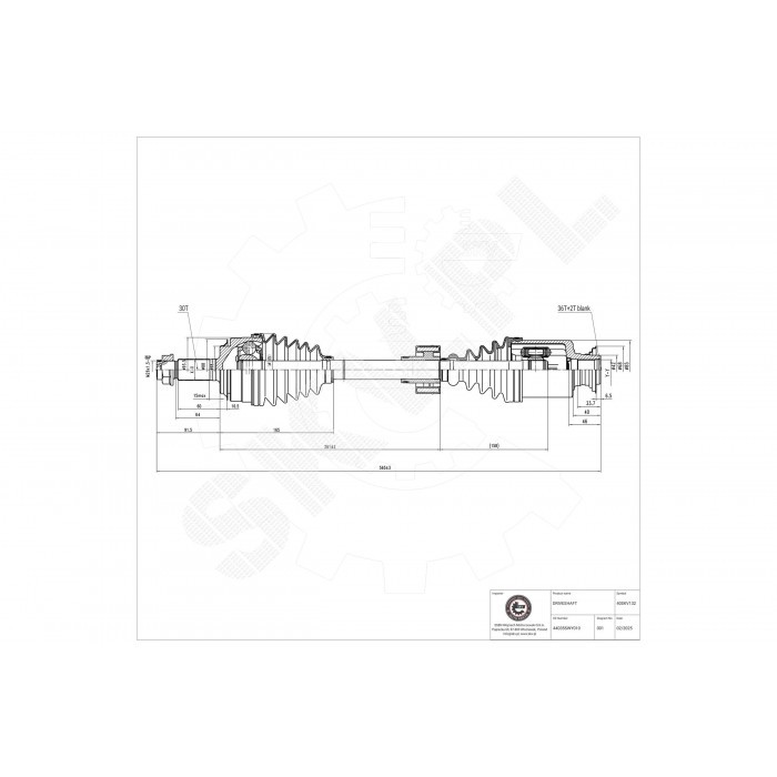 Arbre de transmission droit renforcé pour Honda CR-V III 44035SWY010