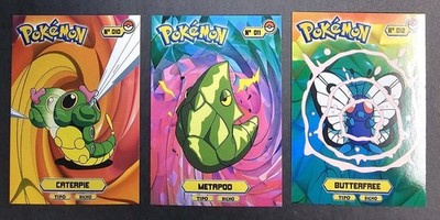 CATERPIE X METAPOD X BUTTERFREE - POKEMON KANTO CARDS TOP POKEDEX CCG FOIL
