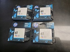  4 Authentic HP 61, Tri-Color Ink Cartridge New Expired 2022