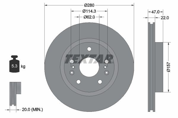 Textar Bremsscheiben Textar PRO Ø 280Mm InnenbelüFtet Beschichtet FüR Suzuki 922-image