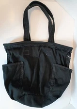 Thirty One 31 Retro Metro Black Canvas Tote Bag Unstructured Bucket Soft Boho