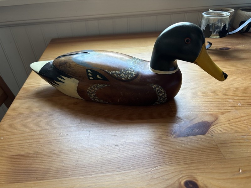 VTG Wood Mallard Duck Hunting Decoy with glass eyes