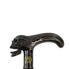 Screaming Biker Skull Flame Travel Cane Metal Shaft T Handle Head Walking Stick