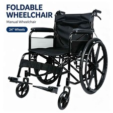 Wheelchair Lightweight Self Propelled Mag 24" Wheels Folding Brake Armrest Chair