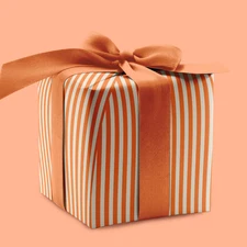 Orange Seersucker Stripe Wrapping Paper, Orange and White Stripe Gift Wrap