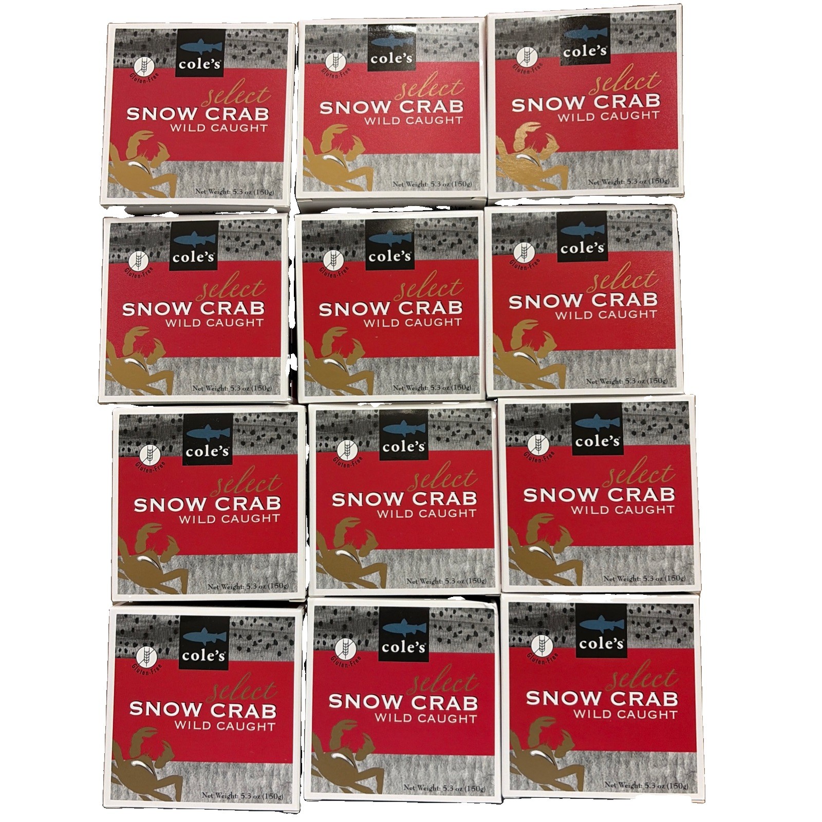 CASE OF 12 Cole's Wild Caught Snow Crab Select 5.3oz Each Seafood Canned 02/2029