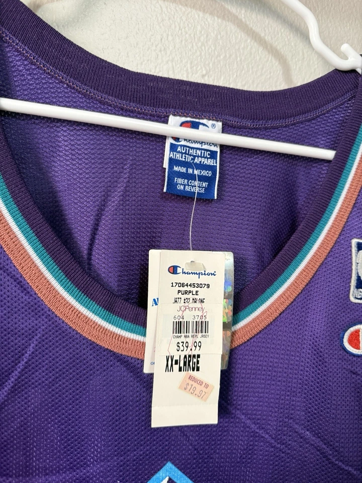 Camiseta Vintage Champion - Karl Malone - Utah Jazz - talla 52 NUEVA CON ETIQUETAS RARA Foto 2 de 4