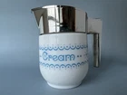Gemco Blue Snowflake Garland Creamer Coffee Tea Cream Pitcher Milk Glass Vintage