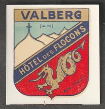 Hotel des Flocons VALBERG France – vintage luggage label