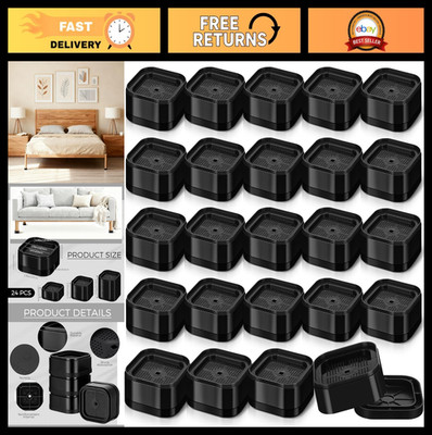 24 Pack Adjustable Furniture Risers - Heavy Duty Stackable Bed & Desk Leg Elevat