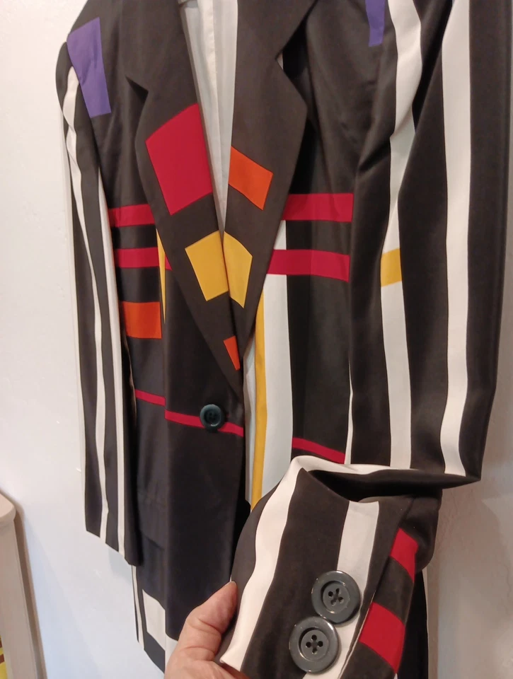 Винтажный шелк размер 8 Linda Allard Ellen Tracy костюм через плечо ретро блейзер куртка юбка - Изображение 3 из 4