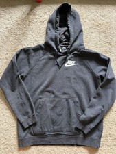 Nike Sportswear Essential Hoodie unisex Small Gray Fleece Pullover Sweatshirt