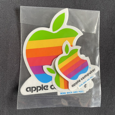 4 Vintage Original 1980s Apple Macintosh Computer Logo Rainbow Decal Stickers