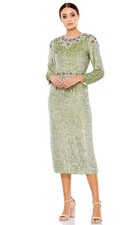 Mac Duggal 93568 Sequin Long Sleeve Midi Dress- Size 6 (LK#1191 A)