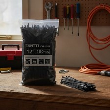 Heavy-Duty 100 Pack of 12 Inch Black Zip Ties - Perfect for Indoor & Outdoor