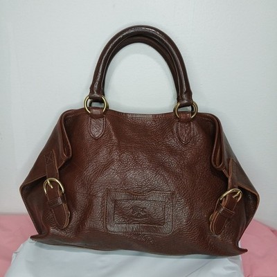 Vintage IL Bisonte Purse Hand Bag Deep Brown Full Grain Leather Made In Italy 