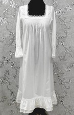 SoieRose SR-1214 Victorian Cotton Nightgown  Smocked Bodice  Ruffle Hem Elegance