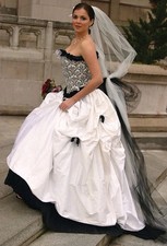 Vintage Black And White Wedding Dress Lace Appliques Long A Line Bridal Gowns