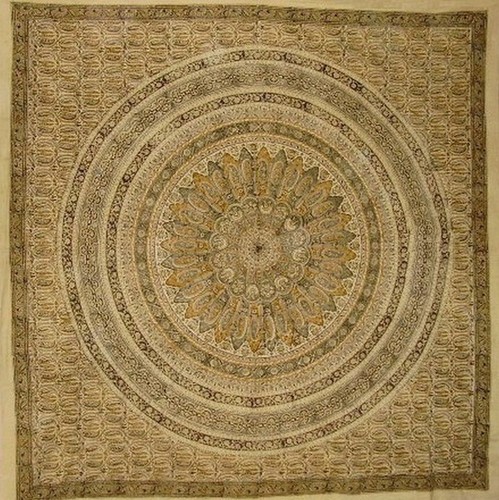 Veggie Dye Block Print Mandala Duvet Cover Cotton 92" x 88" Fits Full-Queen - 第 3/4 張圖片
