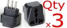 3-PACK Grounded Universal Travel Plug Adapter USA UK Europe China to Italy