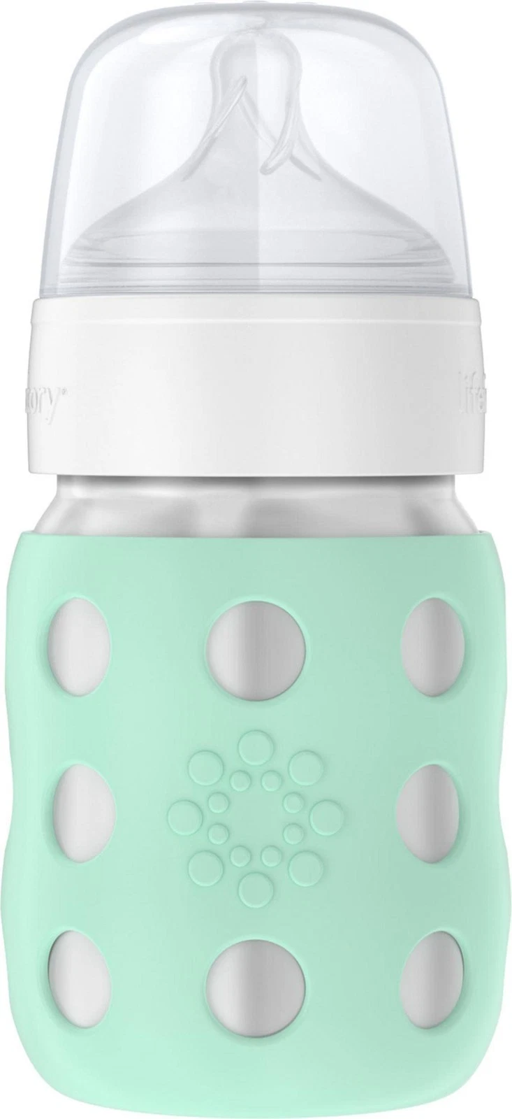 LIFEFACTORY 8oz Stainless Steel Baby Bottle with Silicone Sleeve and Nipple